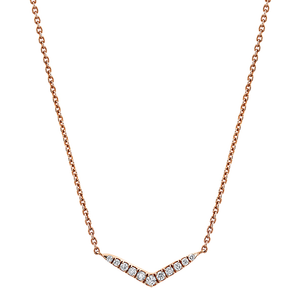 18K WG Diamond V-Shaped Pendant on Cable Chain
